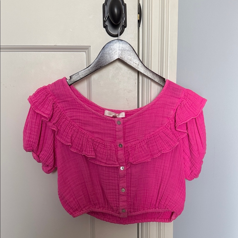 LOVESHACKFANCY pink  Ruffled Women's Top